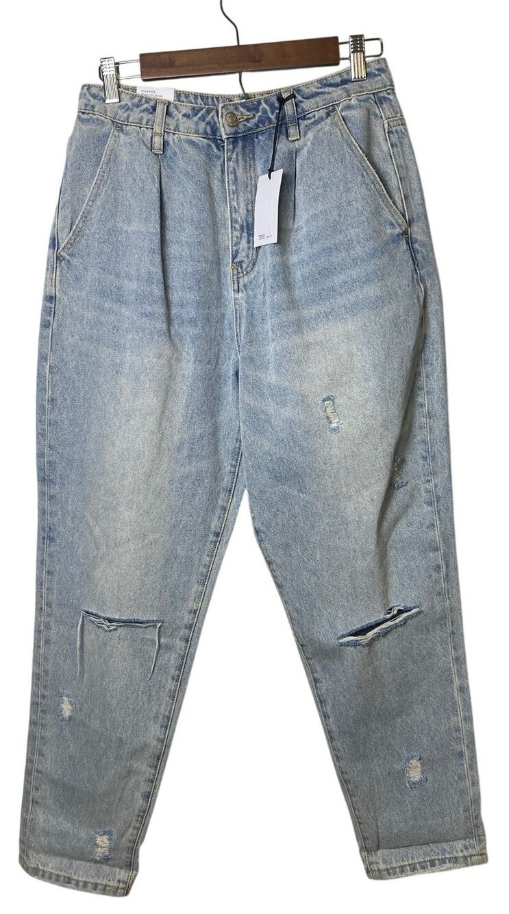 TNR High Rise Slouchy Jeans Wide Distressed Light Wash Women's 27" NWT